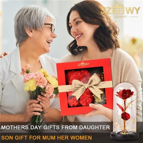 PreservedRose Birthday Gift for Women Mom Grandma Wife,Forever Flower with Glass - Picture 2 of 6